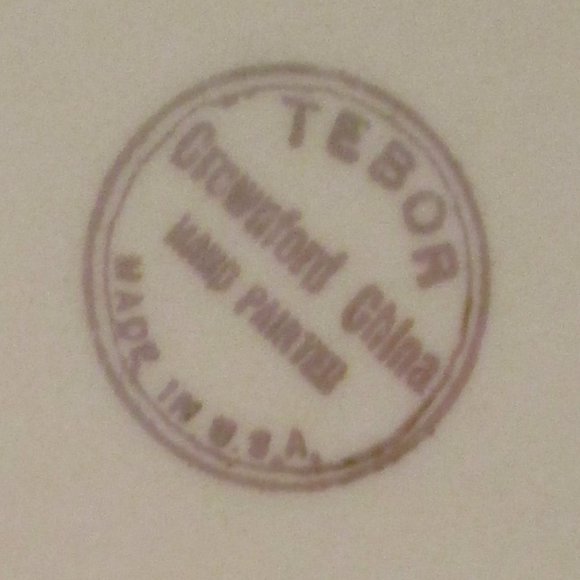 Vintage Mid Century Crownford China Tebor Handpainted Gold Trim Platter USA - Picture 4 of 7